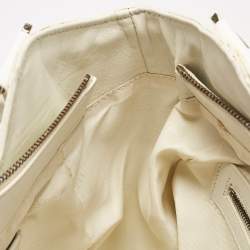 Versace White Quilted Patent Leather Satchel
