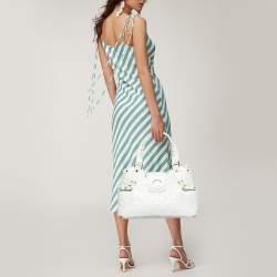 Versace White Quilted Patent Leather Satchel