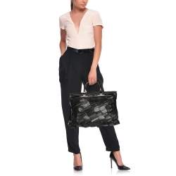 Versace Black Leather and Patent Leather Vanitas Tote