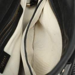 Versace Black Leather and Patent Leather Vanitas Tote