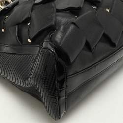 Versace Black Leather and Patent Leather Vanitas Tote