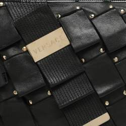 Versace Black Leather and Patent Leather Vanitas Tote