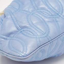Versace Metallic Light Blue Leather Mirror Frame Chain Shoulder Bag