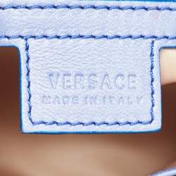 Versace Metallic Light Blue Leather Mirror Frame Chain Shoulder Bag