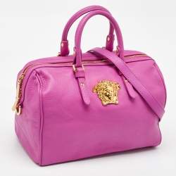 Versace Pink Leather Palazzo Medusa Boston Bag