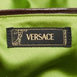 Versace Green Leather and Python Multiple Pocket Satchel