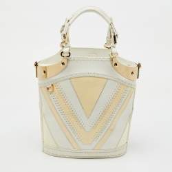 Versace White/Cream Leather Vintage Donatella Tote