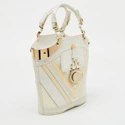 Versace White/Cream Leather Vintage Donatella Tote