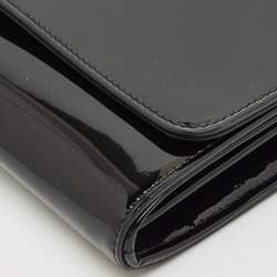 Pre Owned Versace Black Patent Leather La Medusa Chain Clutch