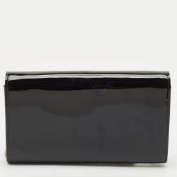Pre Owned Versace Black Patent Leather La Medusa Chain Clutch