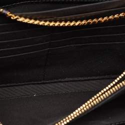 Pre Owned Versace Black Patent Leather La Medusa Chain Clutch