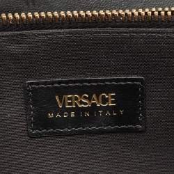 Pre Owned Versace Black Patent Leather La Medusa Chain Clutch
