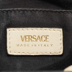 Pre Owned Versace Cream Quilted Leather Medusa Drawstring Bucket Bag