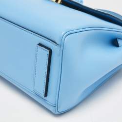 Versace Blue Leather La Medusa Top Handle Bag