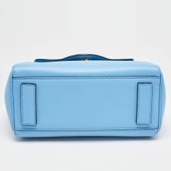 Versace Blue Leather La Medusa Top Handle Bag