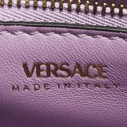 Versace Blue Leather La Medusa Top Handle Bag