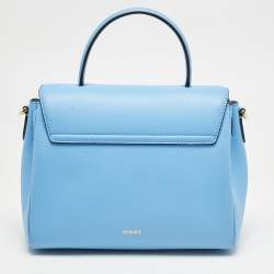 Versace Blue Leather La Medusa Top Handle Bag