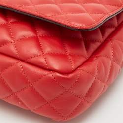 Versace Red Quilted Leather Medusa Flap Shoulder Bag