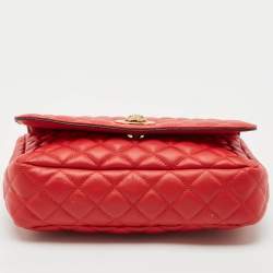 Versace Red Quilted Leather Medusa Flap Shoulder Bag