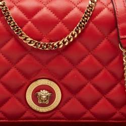 Versace Red Quilted Leather Medusa Flap Shoulder Bag