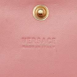 Versace Coral Pink Patent Leather Medusa Flap Continental Wallet On Strap