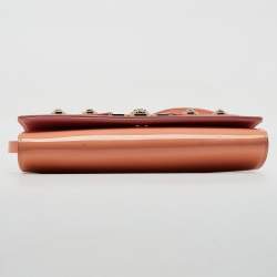 Versace Coral Pink Patent Leather Medusa Flap Continental Wallet On Strap