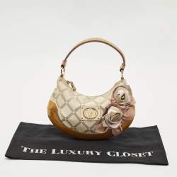 Versace Multicolor Nylon and Patent Leather Flower Applique Hobo