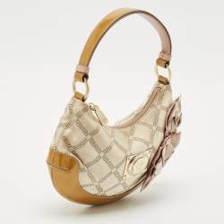 Versace Multicolor Nylon and Patent Leather Flower Applique Hobo