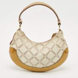 Versace Multicolor Nylon and Patent Leather Flower Applique Hobo