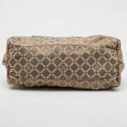 Versace Metallic Grey Signature Canvas and Leather Satchel