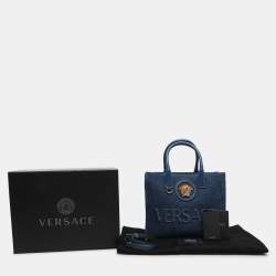 Versace Blue Denim Small La Medusa Tote