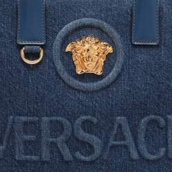 Versace Blue Denim Small La Medusa Tote