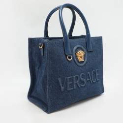 Versace Blue Denim Small La Medusa Tote