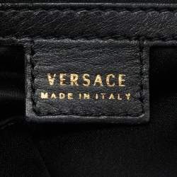 Versace Black Perforated Leather Tassel Shoulder Bag