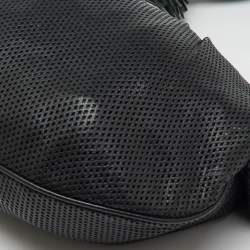 Versace Black Perforated Leather Tassel Shoulder Bag