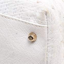 Pre Owned Versace White Ostrich Leather Snap Out Of It Tote