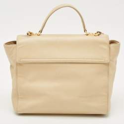 Versace Cream Leather Medusa Top Handle Bag