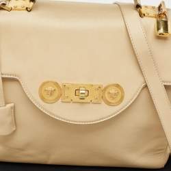 Versace Cream Leather Medusa Top Handle Bag