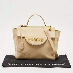 Versace Cream Leather Medusa Top Handle Bag