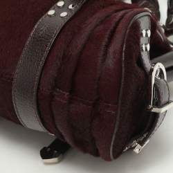 Versace Burgundy Calf Hair and Patent Leather Madonna Satchel