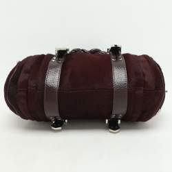 Versace Burgundy Calf Hair and Patent Leather Madonna Satchel
