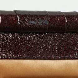 Versace Burgundy Calf Hair and Patent Leather Madonna Satchel