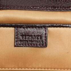 Versace Burgundy Calf Hair and Patent Leather Madonna Satchel