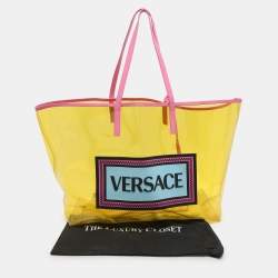 Versace Yellow/Pink Clear PVC Logo Tote