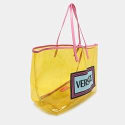 Versace Yellow/Pink Clear PVC Logo Tote