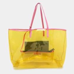 Versace Yellow/Pink Clear PVC Logo Tote