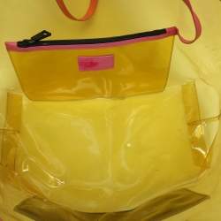 Versace Yellow/Pink Clear PVC Logo Tote