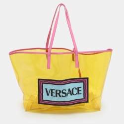 Versace Yellow/Pink Clear PVC Logo Tote