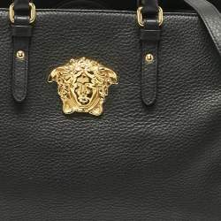 Versace Black Leather La Medusa Shopper Tote