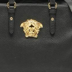 Versace Black Leather La Medusa Shopper Tote